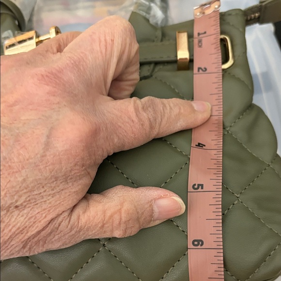 Olive Quilted Vegan Leather Handbag - Picture 13 of 15